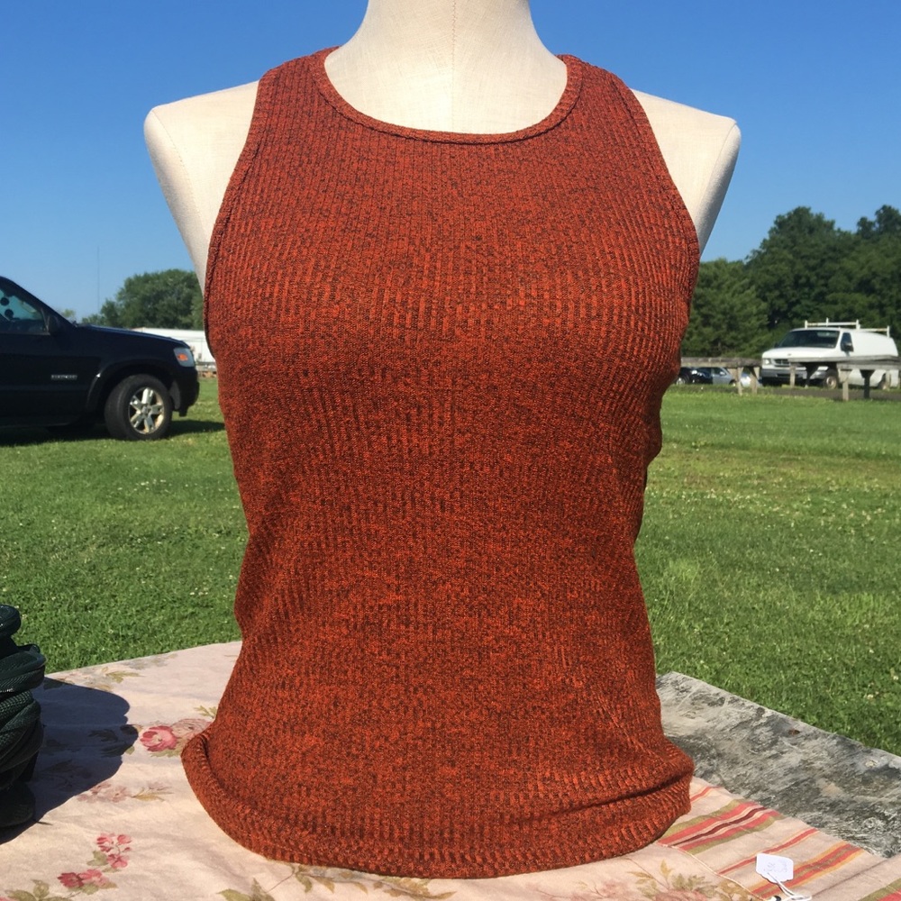Burnt Orange Ribbed Tank Top